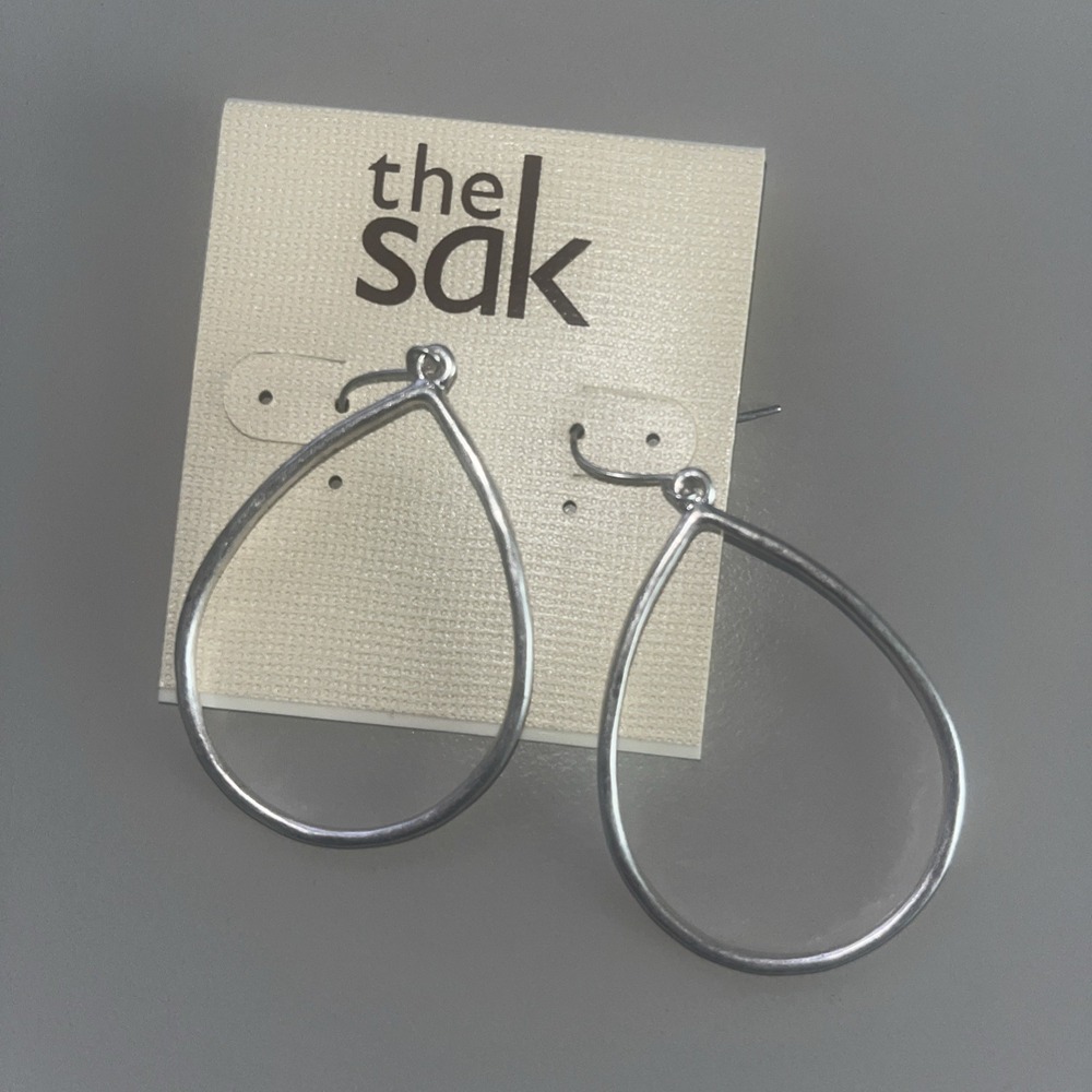 The Sak Women's Open Teardrop Hoop Silver Earrings SE0469